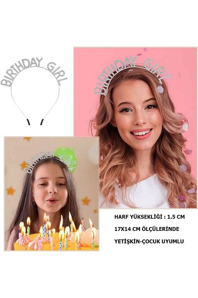 No8 Home Crystal Stone Silver Birthday Girl Written Birthday Party Crown 19x11 Cm