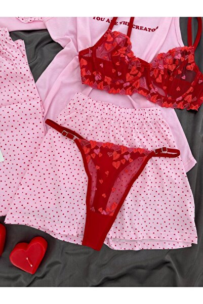 Lena Homewears Σετ πιτζάμες με κοντομάνικο ροζ Spring 6