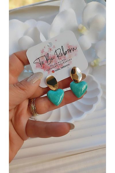 To Be Reborn Steel Enamel Heart Model Dangle Earrings New Season Summer Trends