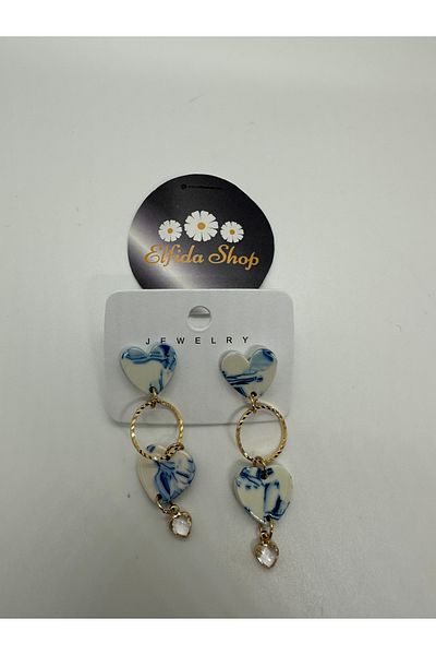 Elfida Shop Steel Heart Earrings with Hanger