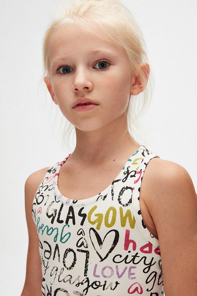 LOVETTI Glasgow (Ecru) Girl's Patterned Sleeveless T-Shirt
