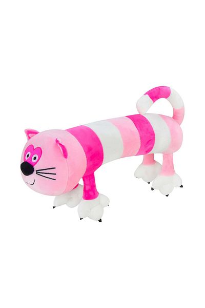 JPT Plush cat in cylindrical shape, 50 cm, pink with stripes