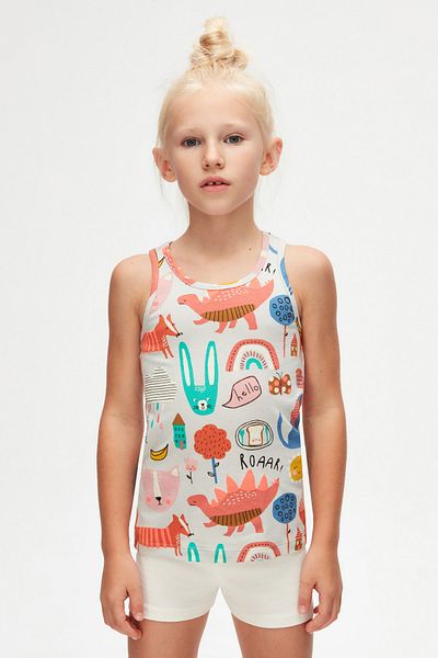 LOVETTI Roaring Animals Girl's Patterned Sleeveless T-Shirt