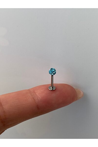 kurukafagift Çelik Renkli Toplu Taşlı Tragus, Helix, Lop, Kıkırdak Piercing 8 mm