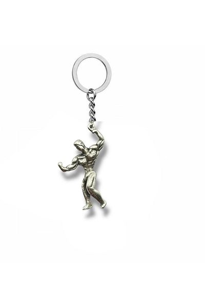 Herşey Nota Carry Your Strength with You - Unisex Metal Keychain with Bodybuilding Figure