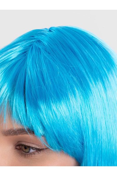 No8 Home Turquoise Light Blue Color Straight Cut Short Blunt Party Wig