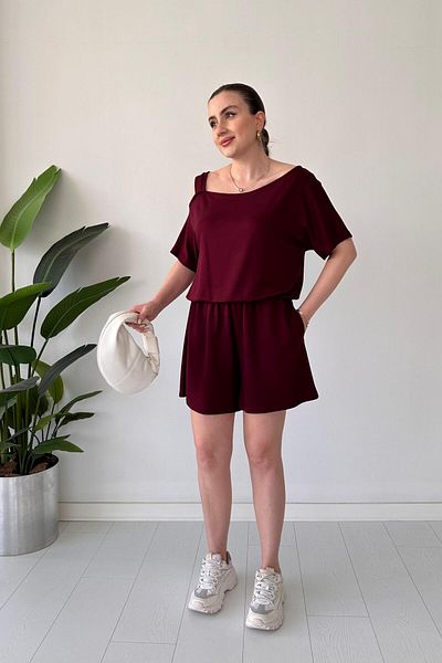 MaziButik Salopetă cu bretele de umăr Roșu Claret