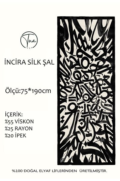 TUA İPEK Organic İnci̇ra Mulberry Silk/Viscose Shal - Line Pattern