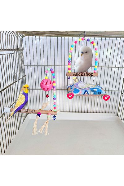 aliceshop Set of 3 Bird Bed Swing Stress Drawstring Bell Bulk Perch