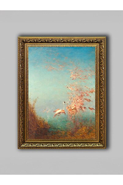 WoodyArts Flamingo-uri zburătoare - Cadru antic auriu