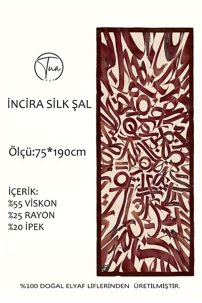 TUA İPEK Organic İnci̇ra Mulberry Silk/Viscose Shal - Line Pattern