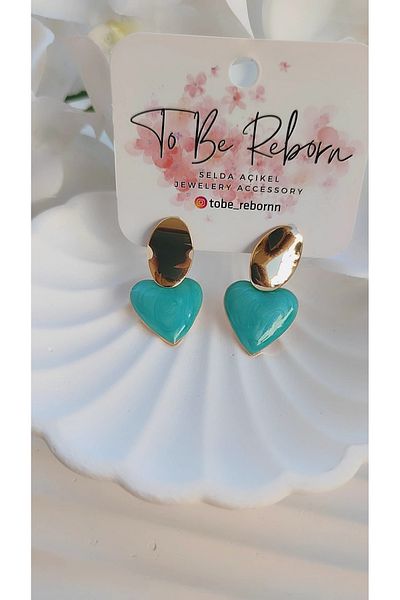To Be Reborn Steel Enamel Heart Model Dangle Earrings New Season Summer Trends
