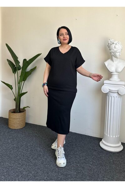 Vio Moda Büyük Beden Modal Skirt Suit