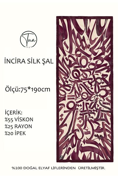 TUA İPEK Organic İnci̇ra Mulberry Silk/Viscose Shal - Line Pattern