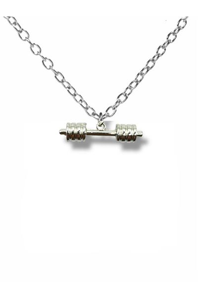 Herşey Nota Dedication to Power – Unisex Fitness Necklace with Dumbbell Figure (60 cm Chain)