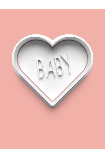 AKTASTORE Baby Yazılı Kalp Kurabiye Kalıbı Ve Şeker Hamuru Kalıbı