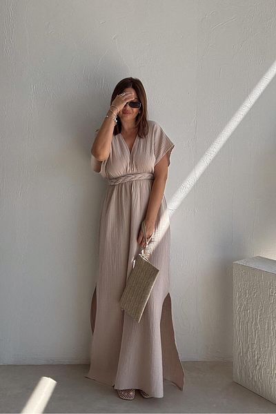 ELVAN TOLON Φόρεμα Helen Beige Muslin