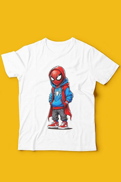 Store Spiderman Cool Pattern Printed Children's Red, Black and White Tshirt