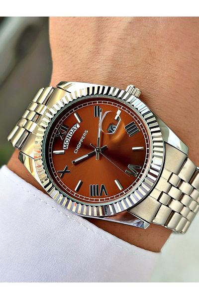 Weluxa Silver Color Calendar Steel Cord Men's Wrist Watch