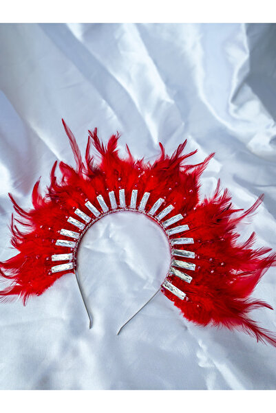 ERYA aksesuar Feather and Zircon Stone After, Engagement, Henna Special Day, Bridal Party Crown