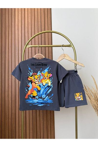 morpembej kadın erkek çocuk Boys Cotton Crew Neck Printed Tshirt and Shorts Bottom Top Set