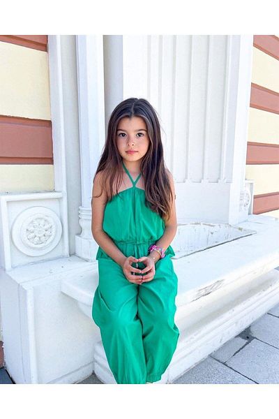 Marka Sensin Kids Girl's Special Style Design Stylish Colorful Jumpsuit with Neck Tie
