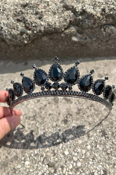 Hobigram Renata Black Bridal Henna Crown Special Occasion Accessory Women's Crown Hair Accessory – Crown, Crystal Stone