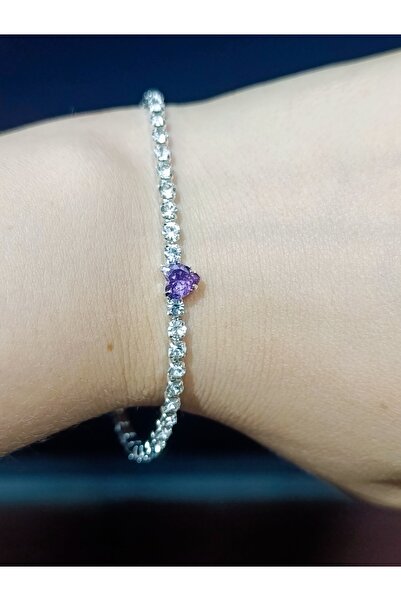 Zanora سوار على شكل قلب من سويولو مع حجر أرجواني