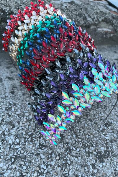 Hobigram Regina Black Bridal Henna Crown Special Occasion Accessory Women's Crown Hair Accessory – Crown, Crystal Stone