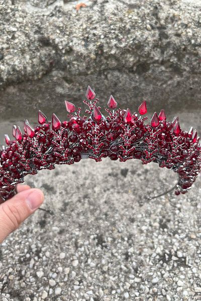 Hobigram Salvatore Burgundy Bridal Henna Crown High Quality Special Occasion Accessory Women Crown Hair Accessory