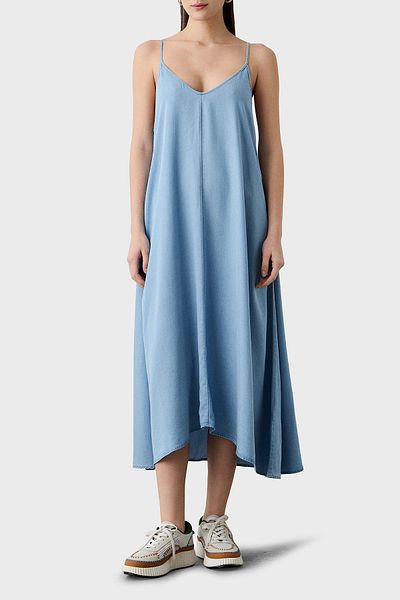 BSB Regular Fit V-Neck Denim Look Midi Dress Dress 053