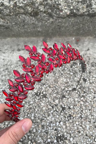Hobigram Regina Burgundy Bridal Henna Crown Special Occasion Accessory Women's Crown Hair Accessory – Crown, Crystal Stone