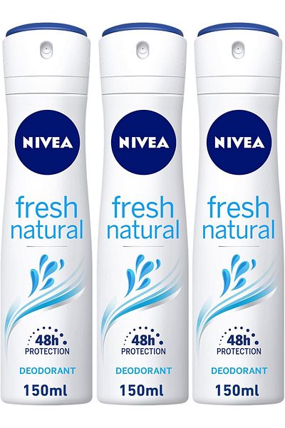 NIVEA Fresh Natural Deodorant Spray Natural Extracts for Women 3 x 150ml
