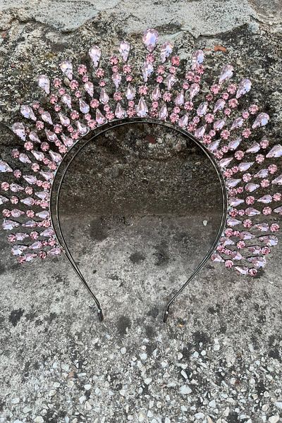 Hobigram Michelle Pink Bridal Henna Crown Special Occasion Accessory Women's Crown Hair Accessory – Crown, Crystal Stone