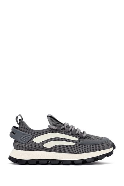 Derimod Men's Gray Lace-Up Thick Sole Fabric Sneaker 25Sfd69406F