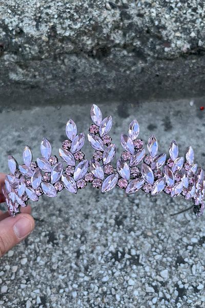 Hobigram Regina Pink Bridal Henna Crown Special Occasion Accessory Women's Crown Hair Accessory – Crown, Crystal Stone