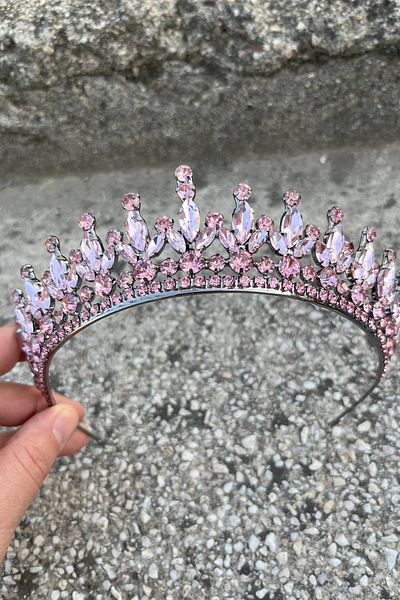 Hobigram Ivanna Pink Bridal Henna Crown Special Occasion Accessory Women's Crown Hair Accessory – Crown, Crystal Stone