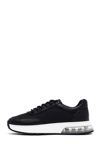 Derimod Zero Men's Black Lace-Up Thick Sole Leather Sneaker 25Sfd694514