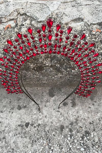 Hobigram Michelle Burgundy Bridal Henna Crown Special Occasion Accessory Women's Crown Hair Accessory – Crown, Crystal Stone