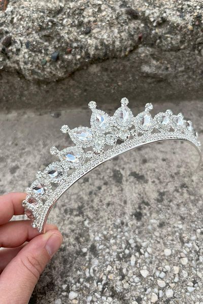 Hobigram Renata Silver Bridal Henna Crown Special Occasion Accessory Women's Crown Hair Accessory – Crown, Crystal Stone