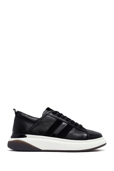 Derimod Men's Black Lace-Up Thick Sole Leather Sneaker 25Sfd688518