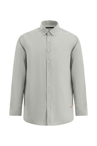 Kiğılı Long Sleeve Regular Fit Striped Sports Linen Shirt