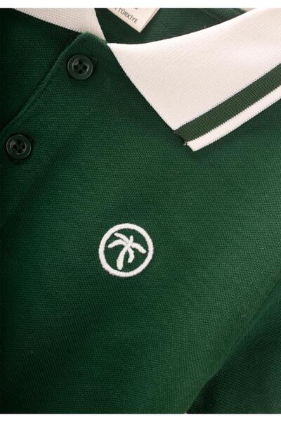 Cigit Polo Neck T-Shirt 2-10 Years Khaki Green