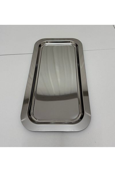 SEVA ÇELİK 1 Pcs Steel Large Rectangular Model Service and Presentation Tray 18*33 cm