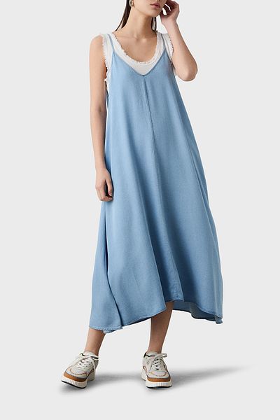 BSB Regular Fit V-Neck Denim Look Midi Dress Dress 053