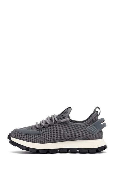 Derimod Men's Gray Lace-Up Thick Sole Fabric Sneaker 25Sfd69406F