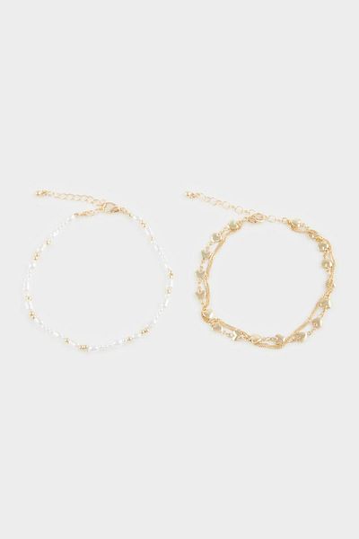 DeFacto Women's 2-Piece Pearl Gold Bracelet F6912Axns