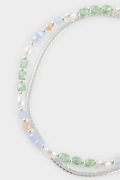 DeFacto Women's 2-Piece Pearl Silver Bracelet F6913Axns