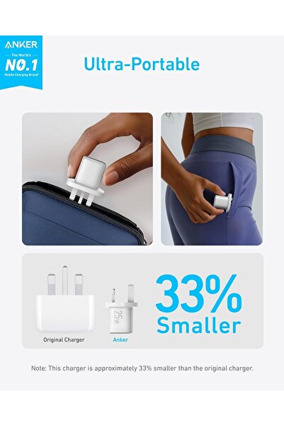 Anker 25W USB C Plug, Supports PPS Fast Charging for iPhone 16/16 Pro/16 Pro Max/15, Samsung Galaxy