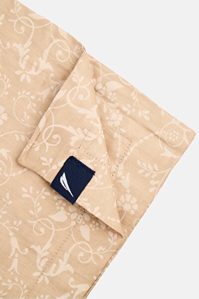 Nautica Single Allover Print Flat Bedsheet Set, Tan